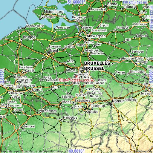 Topographic map of Sint-Pieters-Leeuw