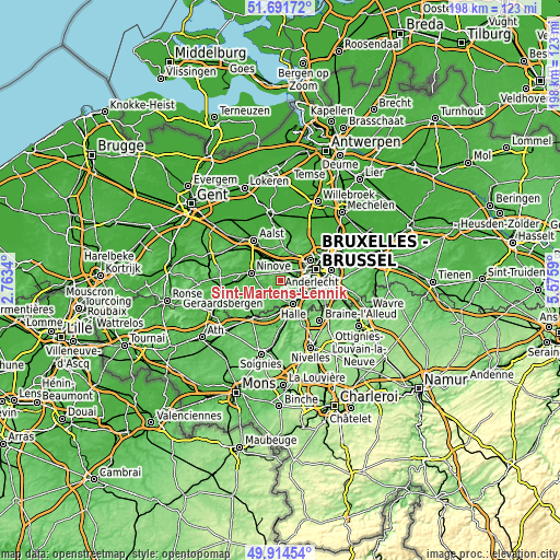 Topographic map of Sint-Martens-Lennik