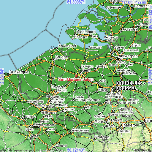 Topographic map of Sint-Martens-Latem