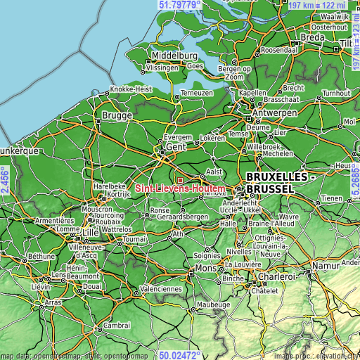 Topographic map of Sint-Lievens-Houtem