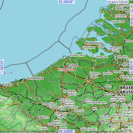 Topographic map of Sint-Kruis