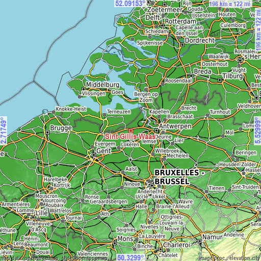 Topographic map of Sint-Gillis-Waas