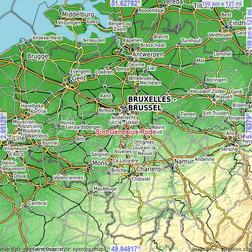 Topographic map of Sint-Genesius-Rode
