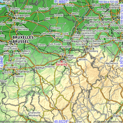 Topographic map of Seraing