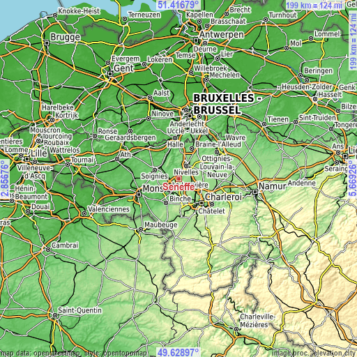 Topographic map of Seneffe