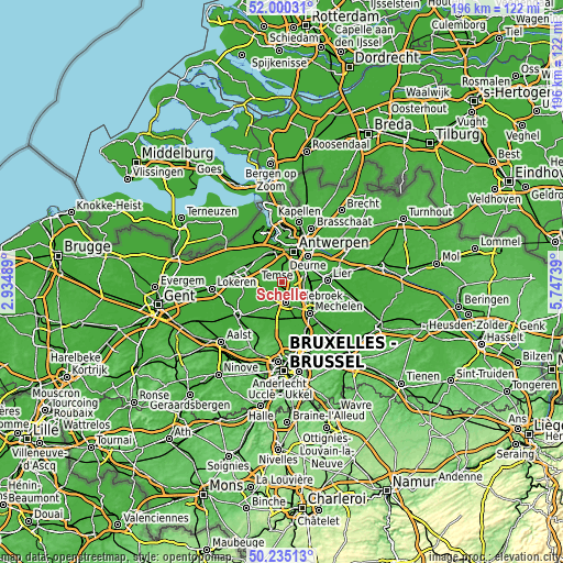 Topographic map of Schelle