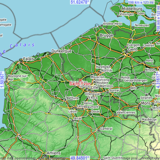 Topographic map of Saint-Yvon