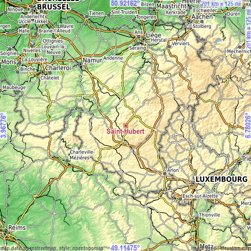 Topographic map of Saint-Hubert