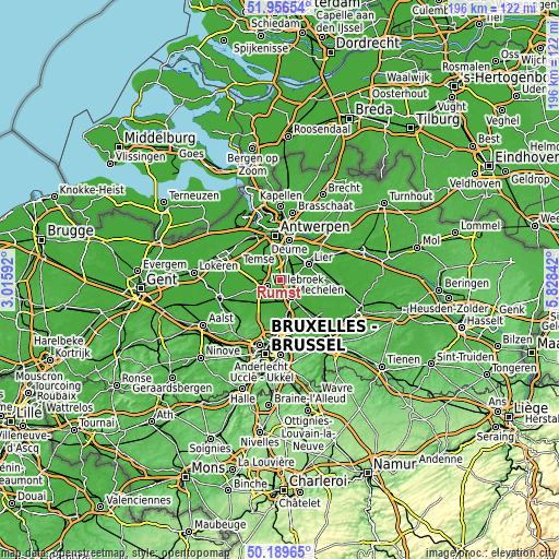 Topographic map of Rumst