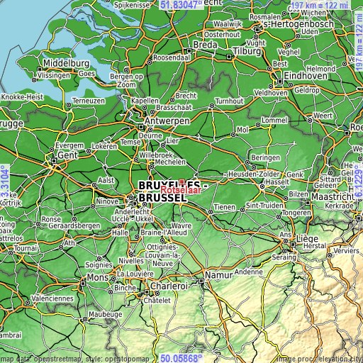 Topographic map of Rotselaar