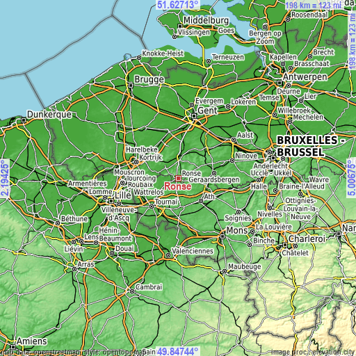 Topographic map of Ronse