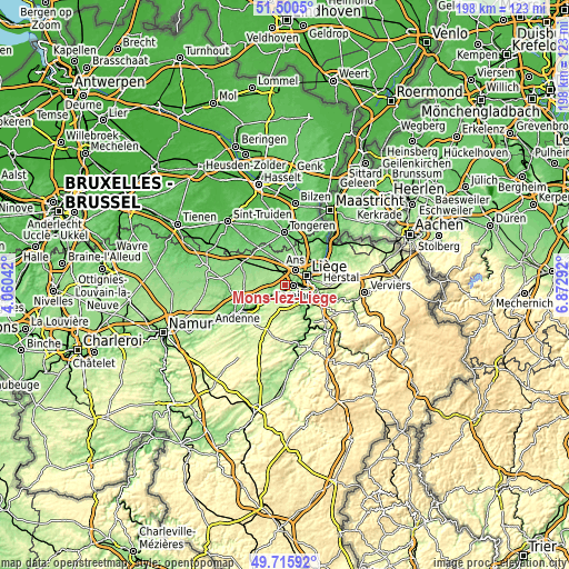 Topographic map of Mons-lez-Liège