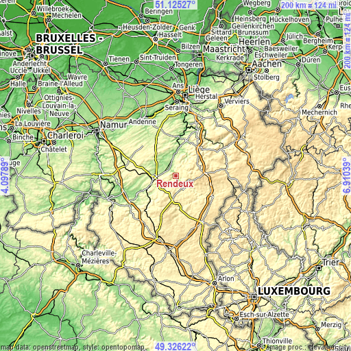 Topographic map of Rendeux