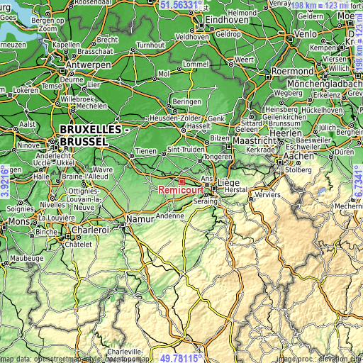 Topographic map of Remicourt