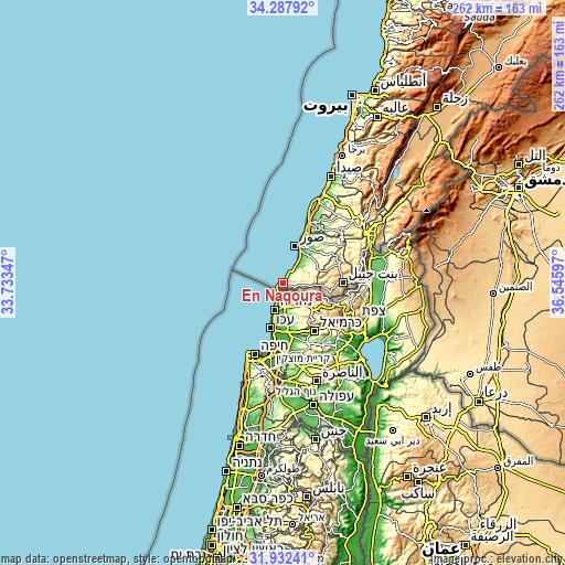 Topographic map of En Nâqoûra