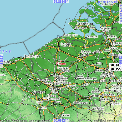 Topographic map of Pittem