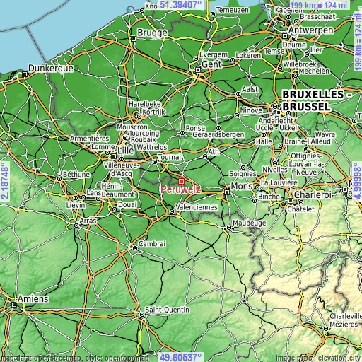 Topographic map of Péruwelz