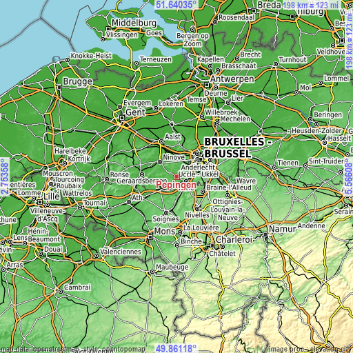 Topographic map of Pepingen