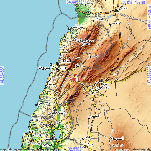 Topographic map of Aanjar