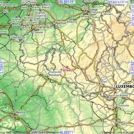 Topographic map of Paliseul