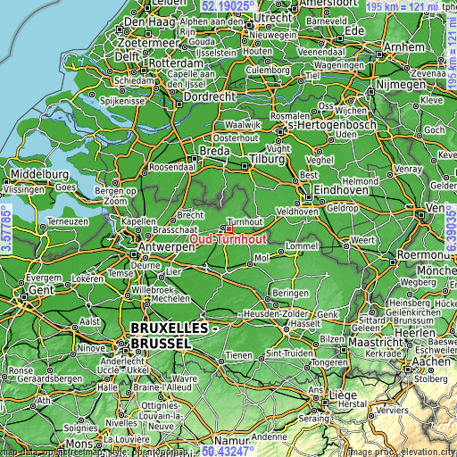 Topographic map of Oud-Turnhout