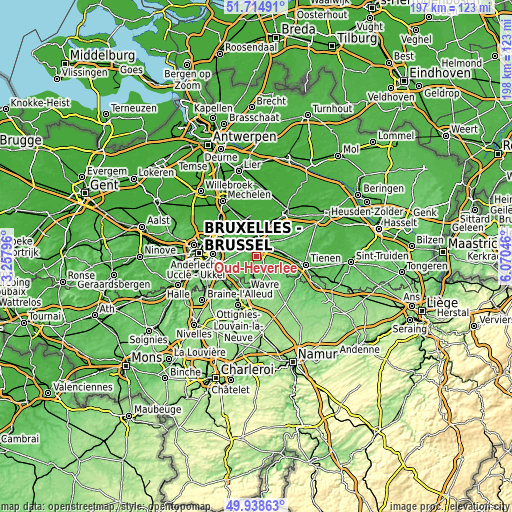 Topographic map of Oud-Heverlee
