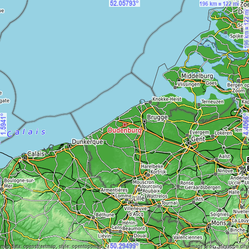 Topographic map of Oudenburg