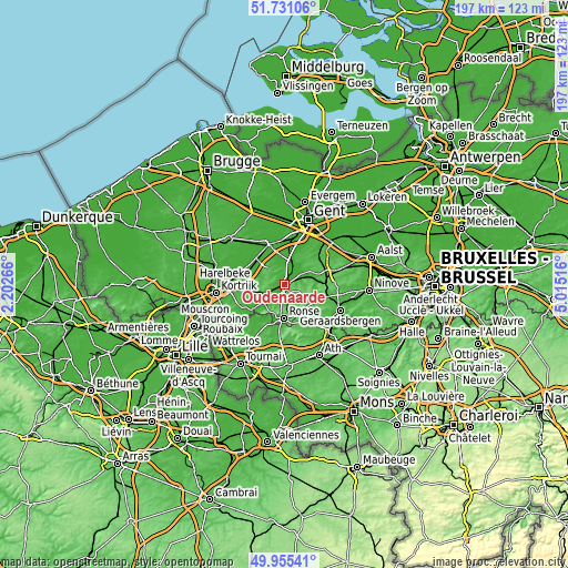 Topographic map of Oudenaarde