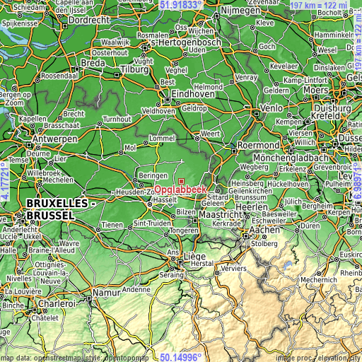 Topographic map of Opglabbeek