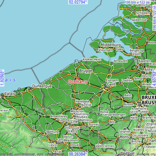 Topographic map of Oostkamp