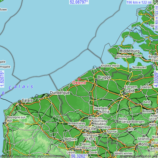 Topographic map of Ostend
