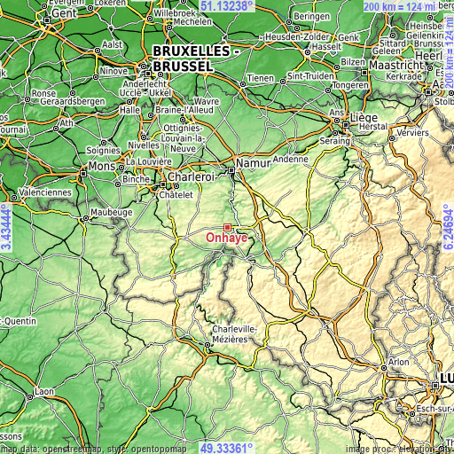 Topographic map of Onhaye