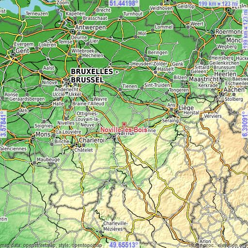 Topographic map of Noville-les-Bois