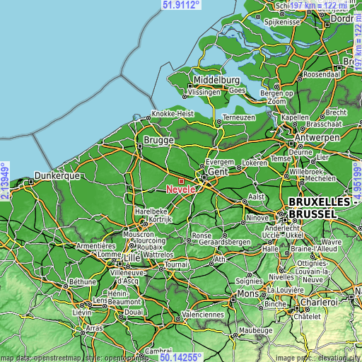 Topographic map of Nevele