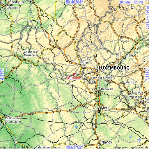 Topographic map of Musson