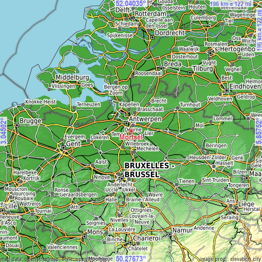 Topographic map of Mortsel