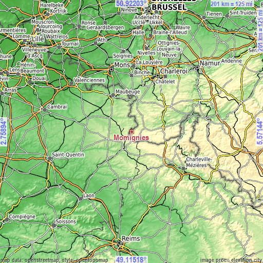 Topographic map of Momignies