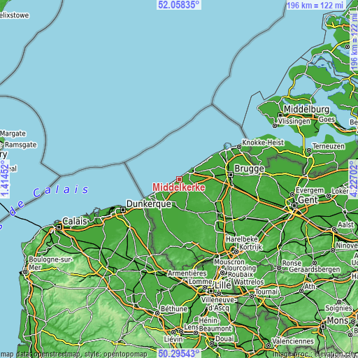 Topographic map of Middelkerke
