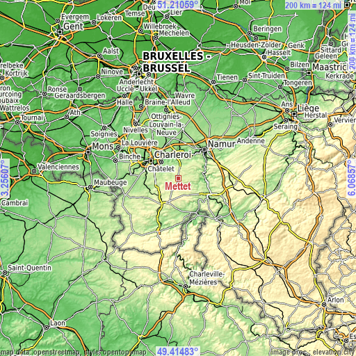 Topographic map of Mettet