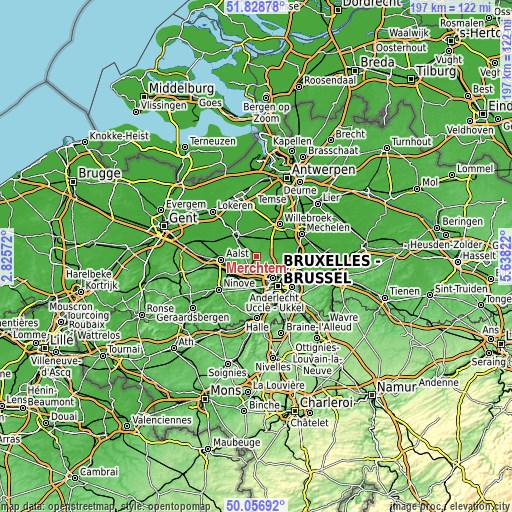 Topographic map of Merchtem