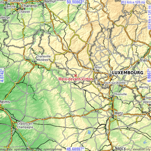 Topographic map of Meix-devant-Virton