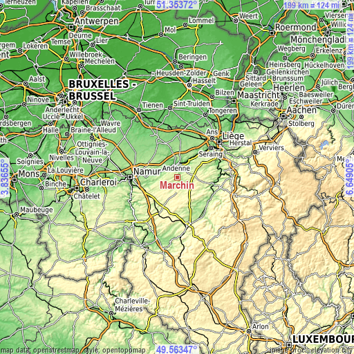 Topographic map of Marchin