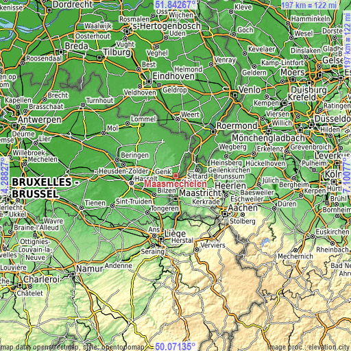 Topographic map of Maasmechelen
