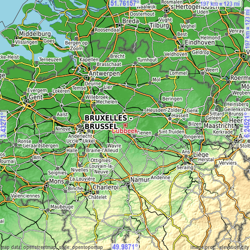 Topographic map of Lubbeek