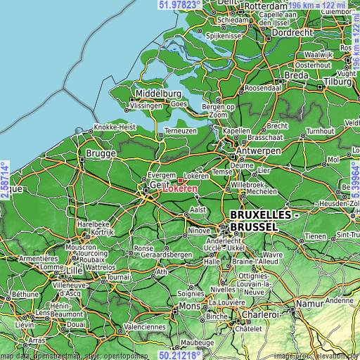 Topographic map of Lokeren
