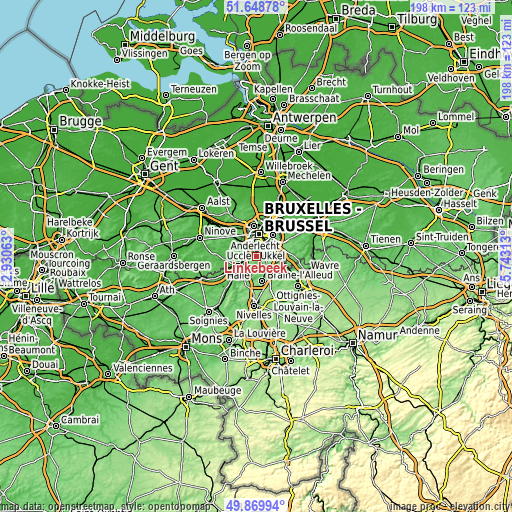 Topographic map of Linkebeek