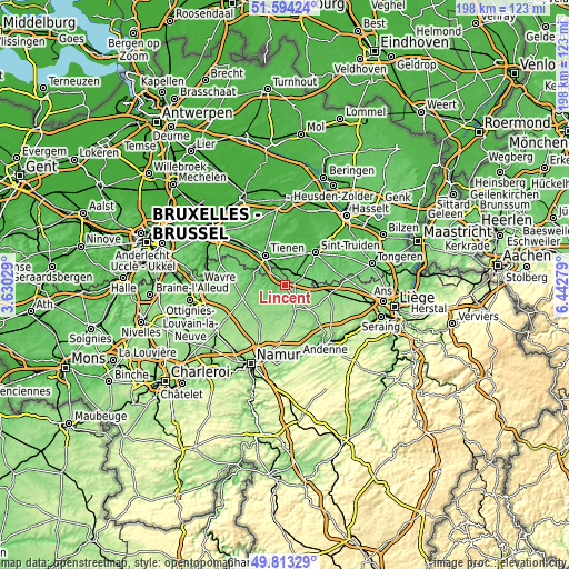 Topographic map of Lincent