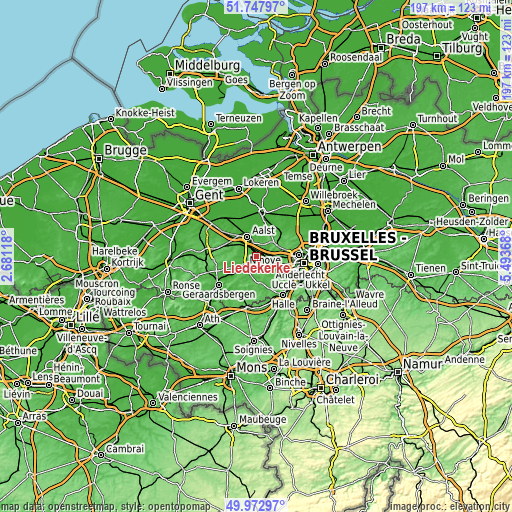 Topographic map of Liedekerke