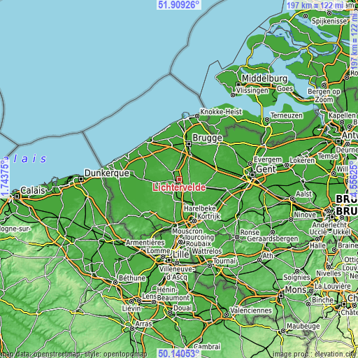 Topographic map of Lichtervelde