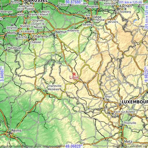 Topographic map of Libin